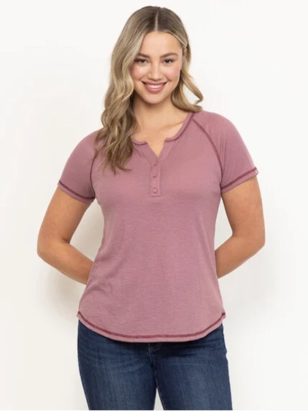 NWT Warehouse One Ribbed Raglan Henley Tee - 3X